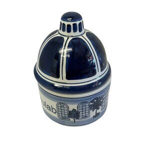 Vintage Handgemaakt DELFTS BLAUW Covered Sugar Bowl Old Dutch Kitchen Holland 4"